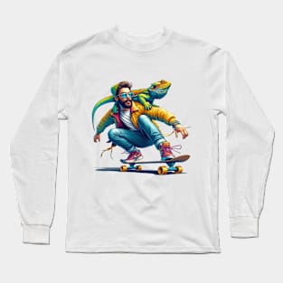 Skater Dude with Bearded Dragon Long Sleeve T-Shirt